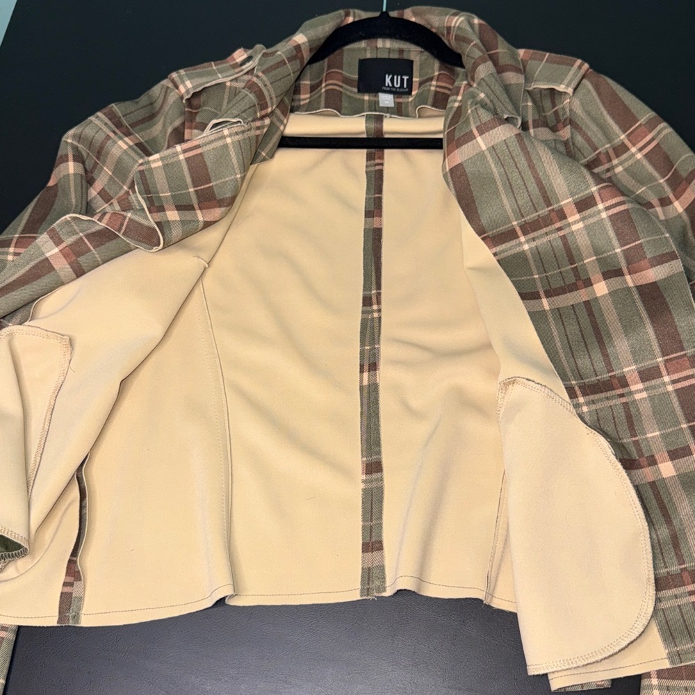 Kut from the Kloth Plaid Blazer - Olive, Brown and Tan - Picture 8 of 8